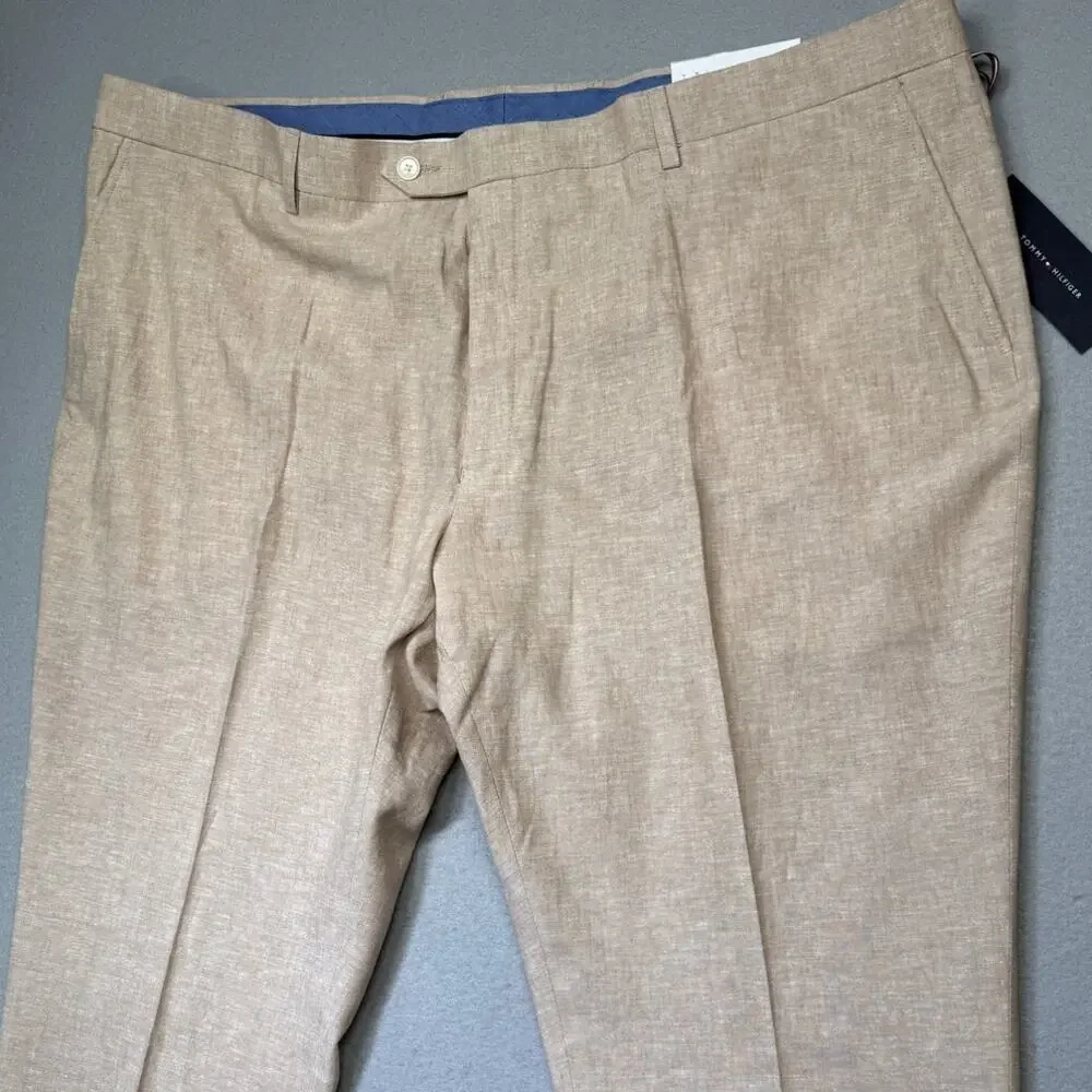 Tommy Hilfiger Men's Modern-Fit Linen Blend Pants Light tan 46x32 $125